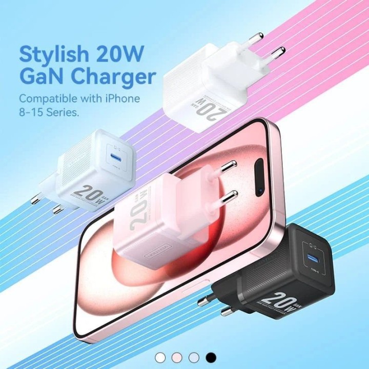 Vention FEPL0-EU GaN Charger EU Cargador de Pared USB-C 20W Azul