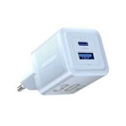 Cargador de pared Vention FEQL0-EU GaN 30W 2 puertos USB-C y USB-A Azul