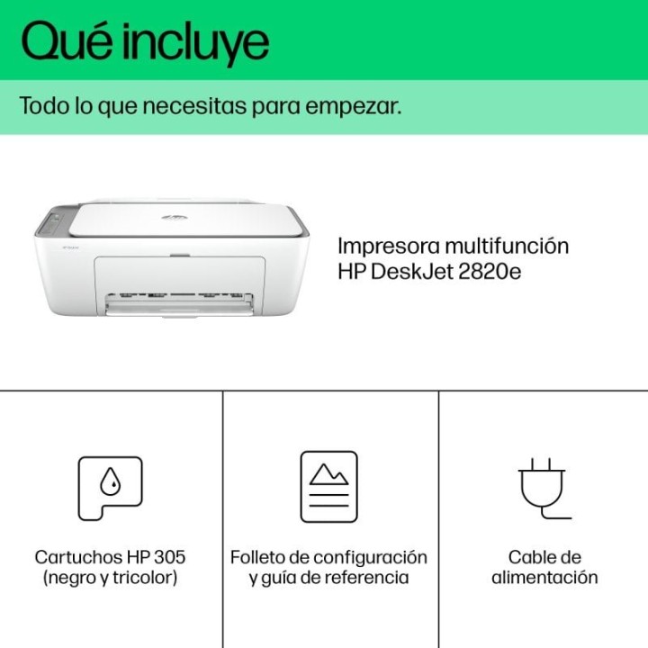 HP DeskJet 2820e Multifunción Color WiFi Blanca + 3 Meses Instant Ink + HP 1000 Ratón USB Negro