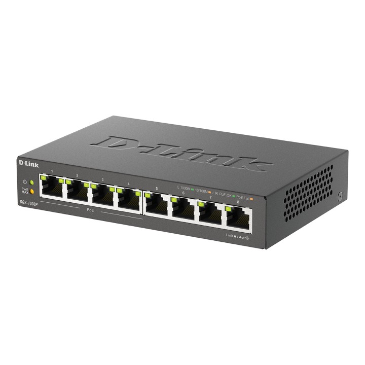 Switch D-Link 8xRJ45 GbE PoE Negro (DGS-1008P)