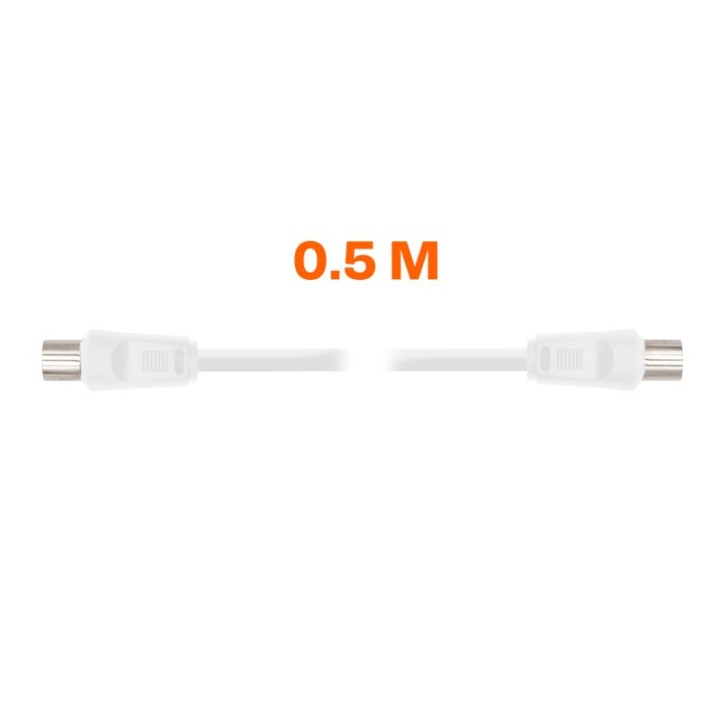 PcCom Essential Coaxial Cable 3C-2V 9.5 mm Macho / 9.5 mm Hembra 0.5 m Blanco