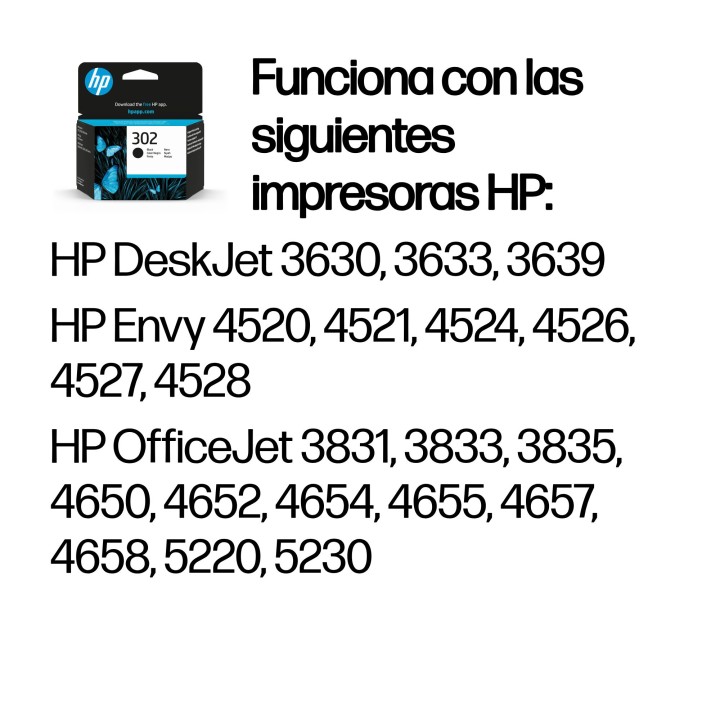 Tinta HP 302 Negro 3.5ml 170 páginas (F6U66AE)