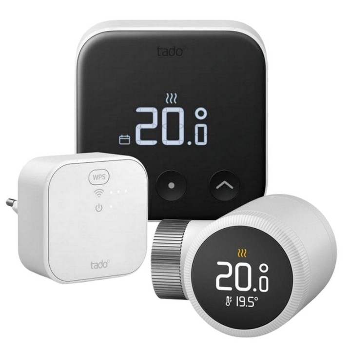 Tado Kit de Inicio Termostato Inteligente X con Cableado y Bridge para Internet + Cabezal