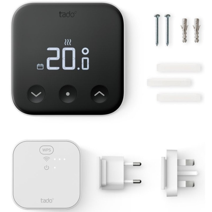 Tado Kit de Inicio Termostato Inteligente X con Cableado y Bridge para Internet + Cabezal