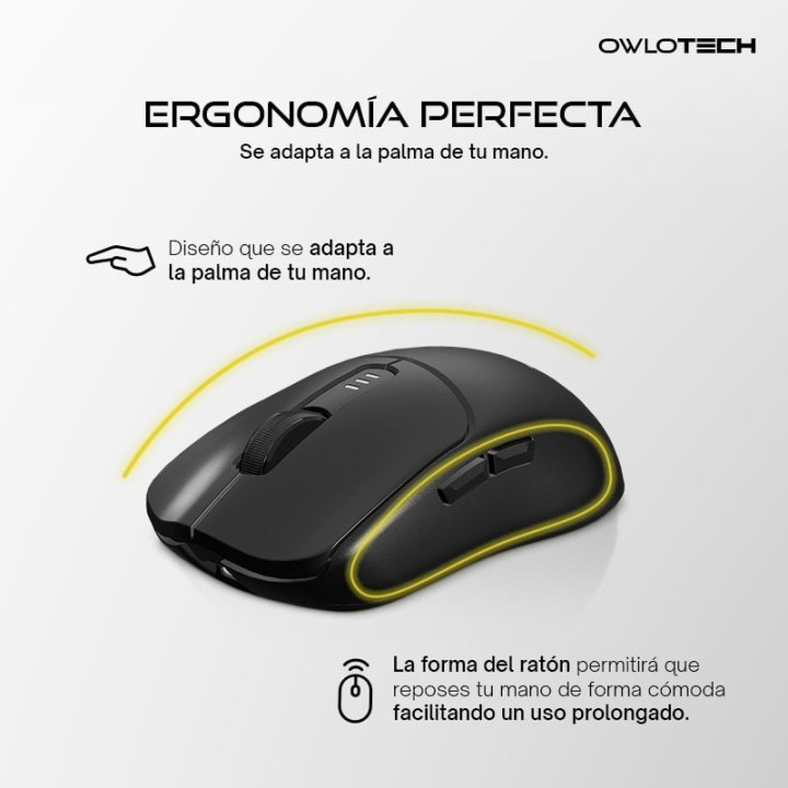 Owlotech M800 Ratón Wireless 2.4GHz/Bluetooth 10000DPI Negro