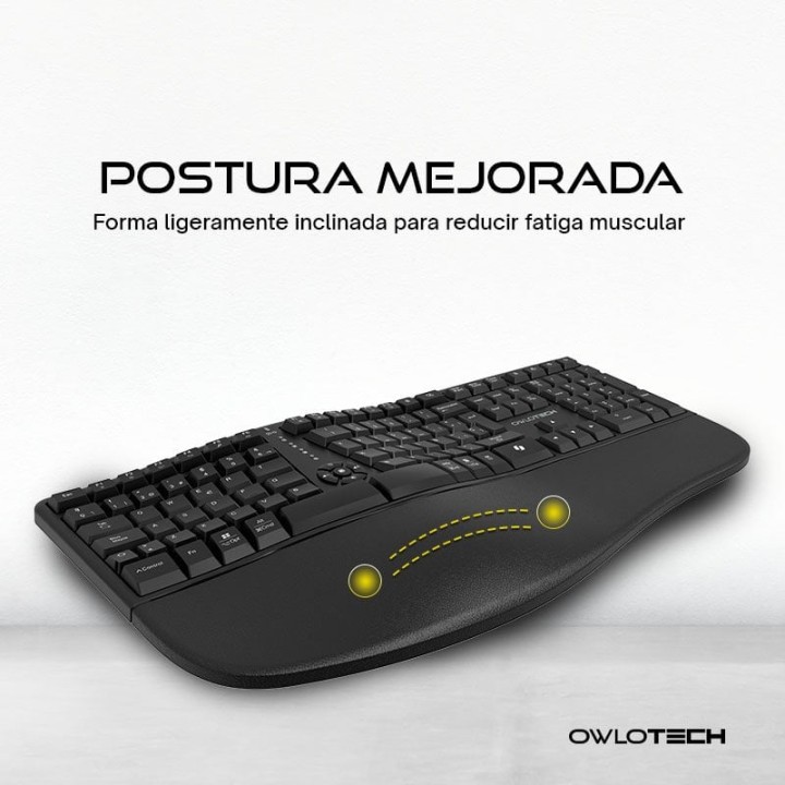 Owlotech EK500 Teclado Wireless Ergonómico Negro