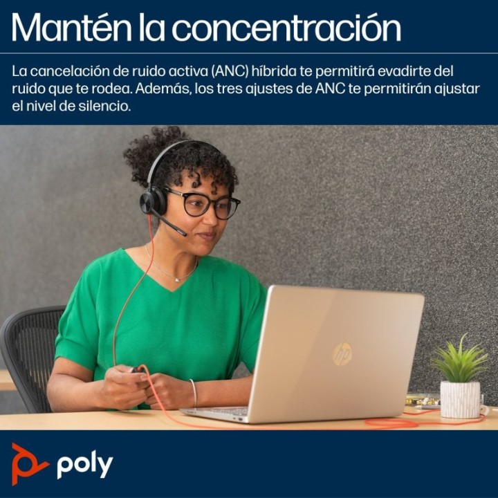 Poly Blackwire 8225 Auriculares Estéreo USB-C con Certificación Microsoft Teams + Adaptador USB-C/A
