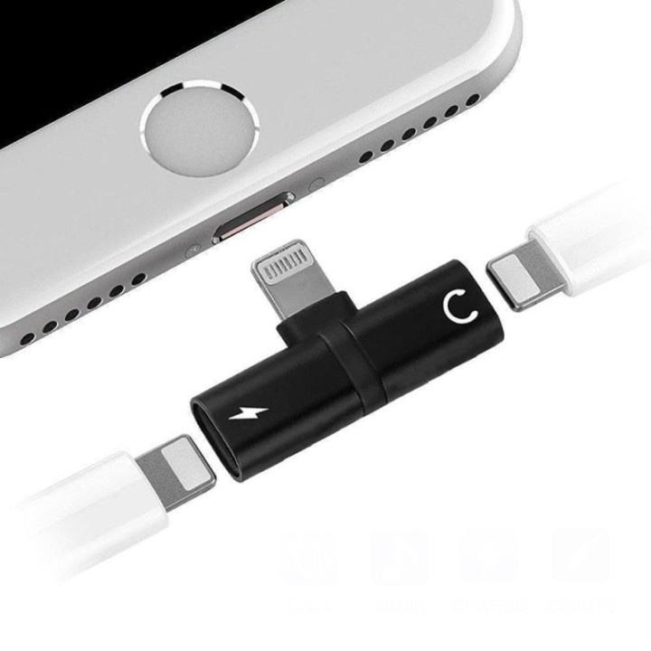 Myway Splitter Cargador y Adaptador para Auriculares Lightning Negro
