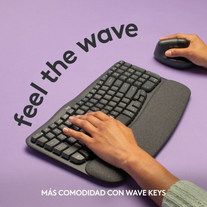 Logitech Wave Keys Teclado Inalámbrico Ergonómico Bluetooth Grafito