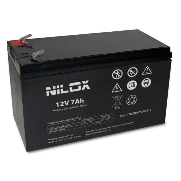Sai Nilox 7 Ah 12 V Batería para SAI UPS Tiempo de Carga 6-8 Horas