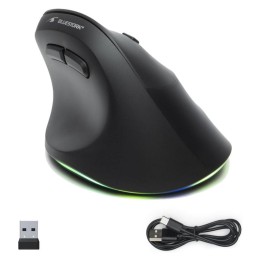 Bluestork Ergo Lumi Ratón Vertical Ergonómico Inalámbrico para Mano Derecha RGB 2400 DPI Negro