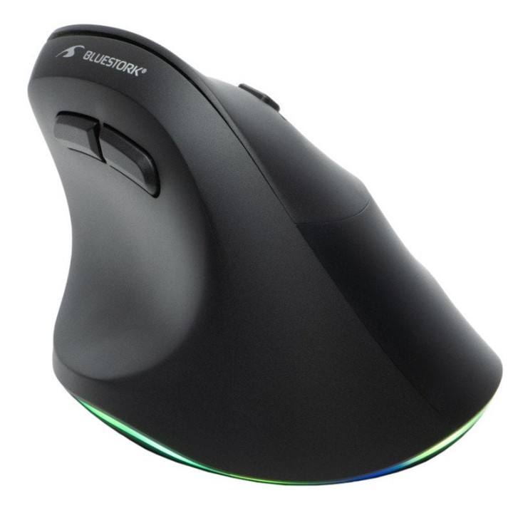 Bluestork Ergo Lumi Ratón Vertical Ergonómico Inalámbrico para Mano Derecha RGB 2400 DPI Negro
