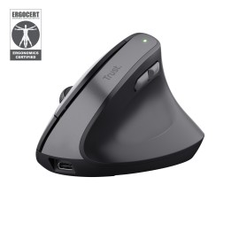 Ratón Vertical Trust Bayo II Óptico RF Negro (25145)