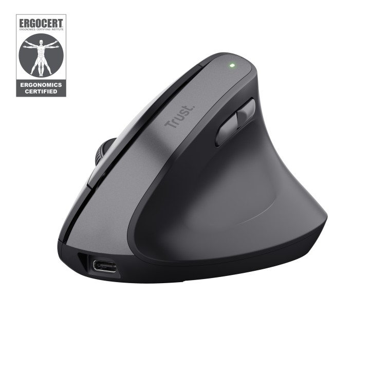 Ratón Vertical Trust Bayo II Óptico RF Negro (25145)