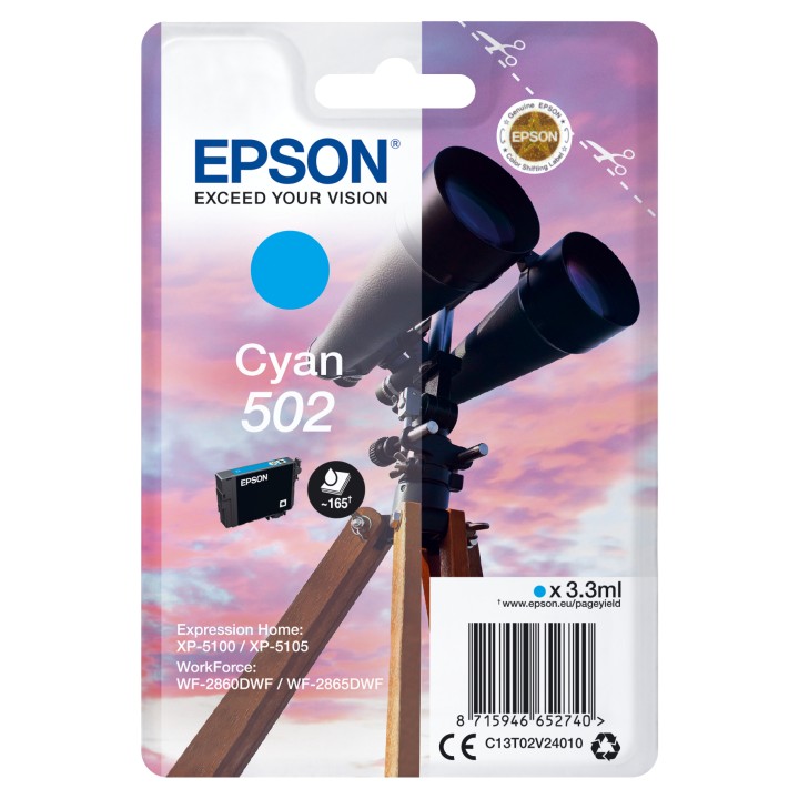 Tinta Epson 502 Cian 3.3ml 165 páginas (C13T02V24010)