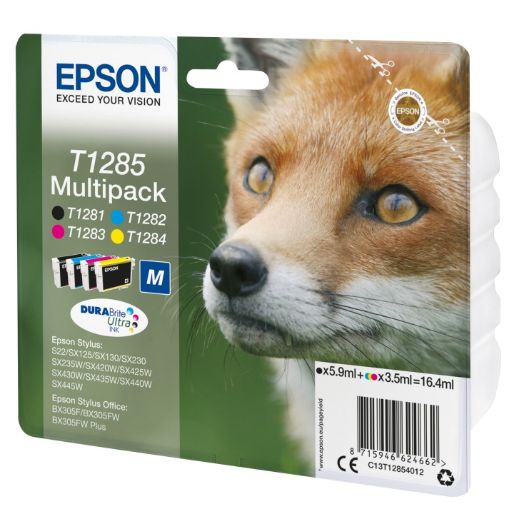 Tinta Epson T1285 Pack Negro/Tricolor (C13T12854012)