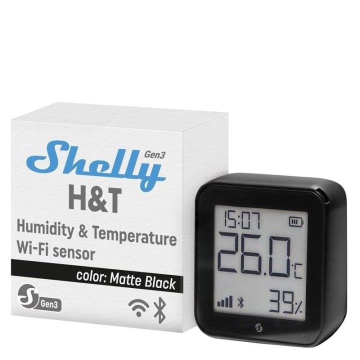 Shelly Detector Humedad Y Temperatura Gen3 Matte Black