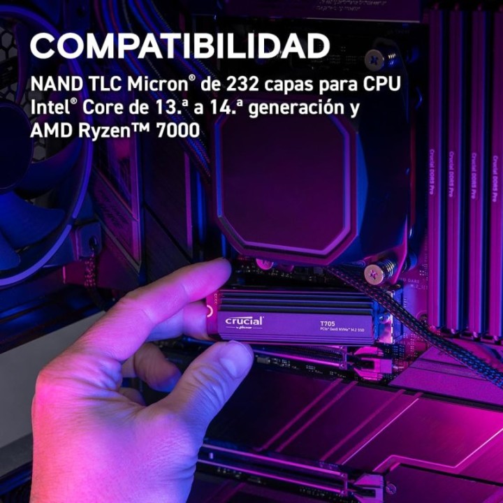 Crucial T705 1TB SSD M.2 PCIe Gen5 NVMe con Disipador