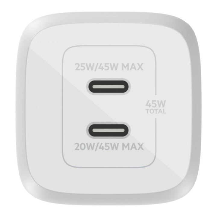 Belkin Cargador de Pared USB-C GaN Doble con PPS de 45 W Blanco