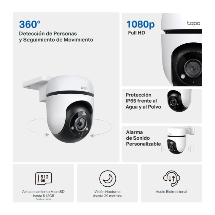 Tapo TC40 Cámara de Vigilancia 360º Exterior, 1080p, Detección IA Gratuita, Visión Nocturna a Color