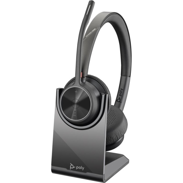 Poly Voyager 4320 UC Auriculares Inalámbricos con Soporte Negros