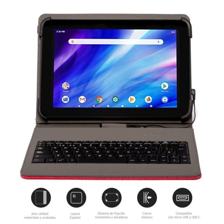 Funda con Teclado USB Nilox Roja para Tablets de 9.7" a 10.5"