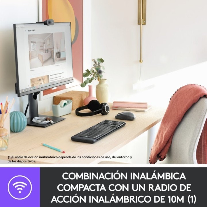 Logitech MK220 Combo Teclado y Ratón Inalámbrico + Logitech Brio 100 Webcam FullHD Negro