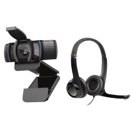 Logitech C920s Pro Webcam Full HD con Corrección de Iluminación + Logitech H390 Auriculares con Supresión de Ruido