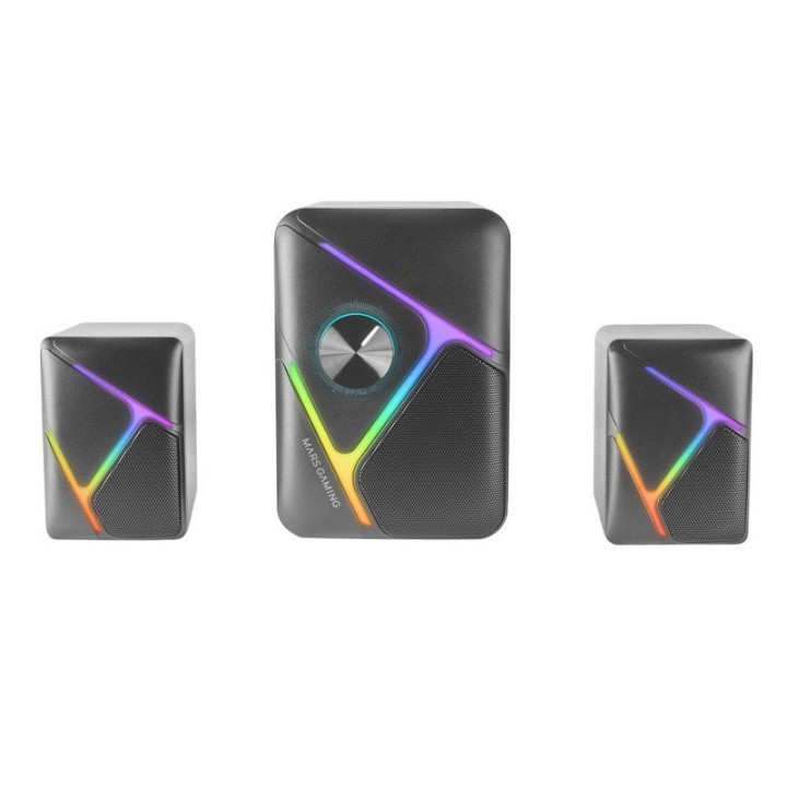 Mars Gaming Ms-h21, Altavoces Gaming Rgb 2.1 Y Subwoofer 35w, Drivers Invertidos 3d Surround, Negro