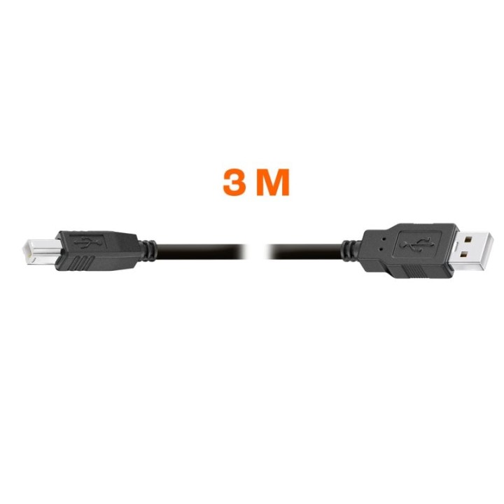 PcCom Essential Cable Impresora USB 2.0 A/B Macho/Macho 3m Negro