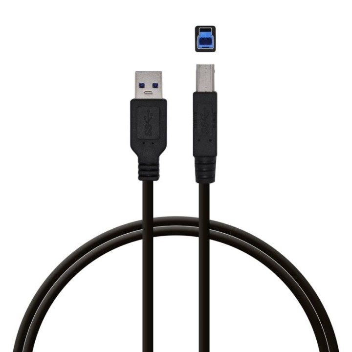 PcCom Essential Cable Impresora USB 3.0 A/B Macho/Macho 2m Negro