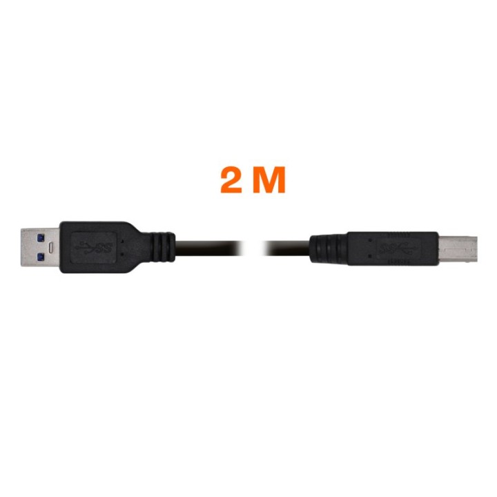 PcCom Essential Cable Impresora USB 3.0 A/B Macho/Macho 2m Negro