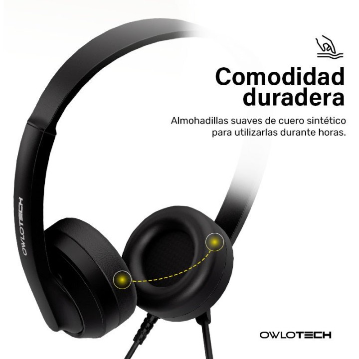 Owlotech DeskBuds Auriculares Diadema con Micrófono Negro