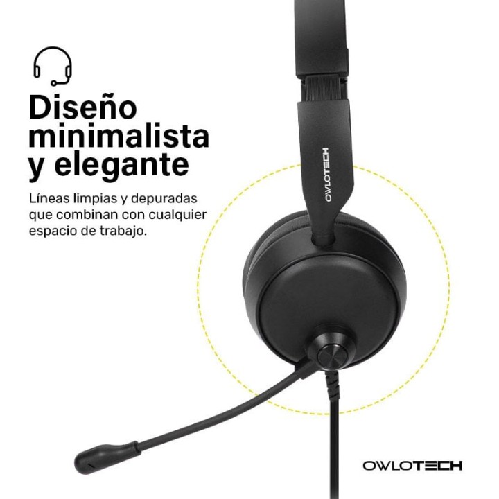 Owlotech DeskBuds Max Auriculares Diadema con Micrófono Negro