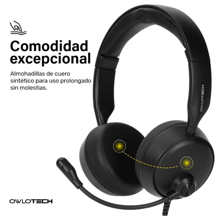 Owlotech DeskBuds Max Auriculares Diadema con Micrófono Negro