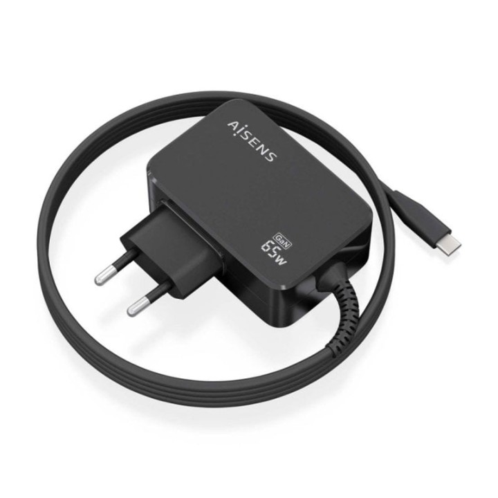 Aisens Cargador GaN PD3.0 USB-C 65W 1.8m Negro