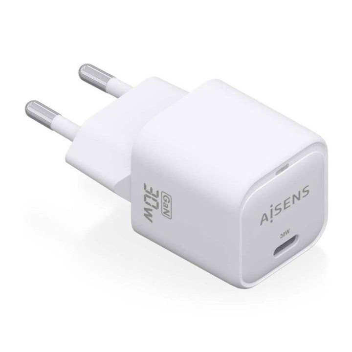 Cargador Aisens GaN 30W USB-C PD3.0 QC4.0 Blanco
