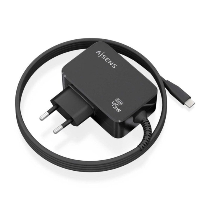 Aisens Cargador GaN 45W PD3.0 1x USB-C 1.8m Negro