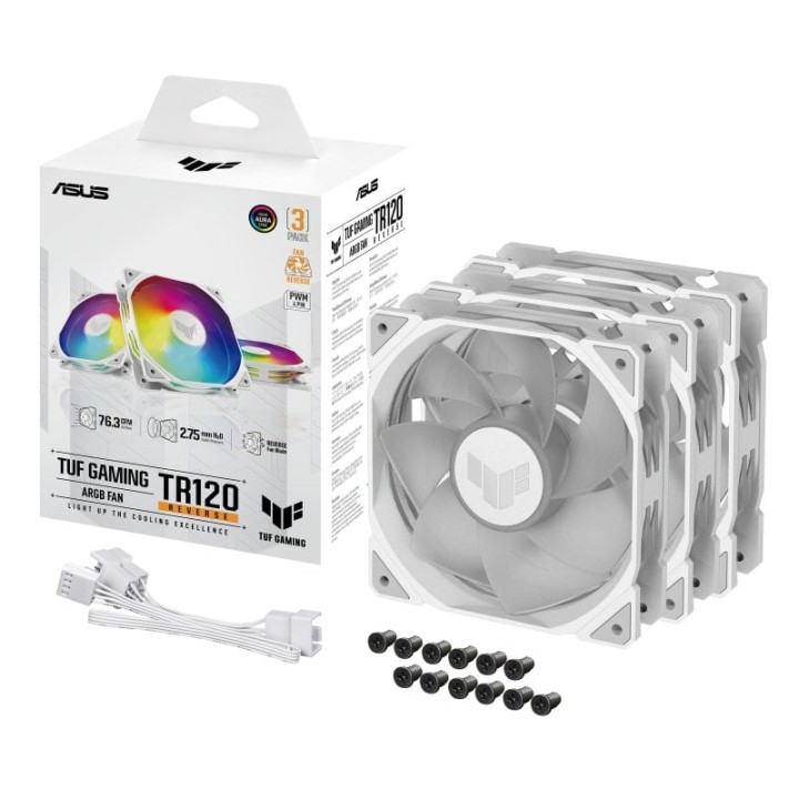 ASUS TUF Gaming TR120 ARGB Reverse Fan Triple Pack Ventilador Suplementario 120mm Blanco