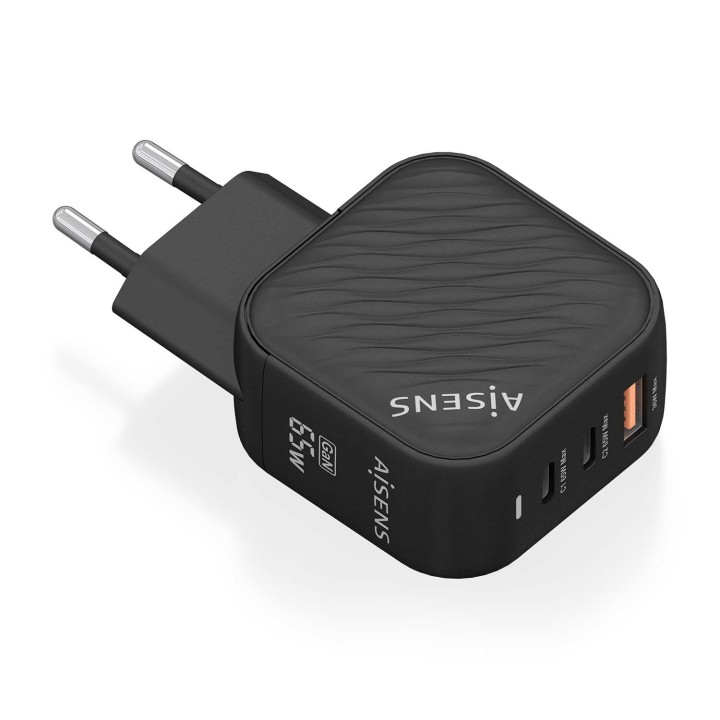 Cargador Pared AISENS USB-A USB-C 65W(ASCH-65W3P027-BK)