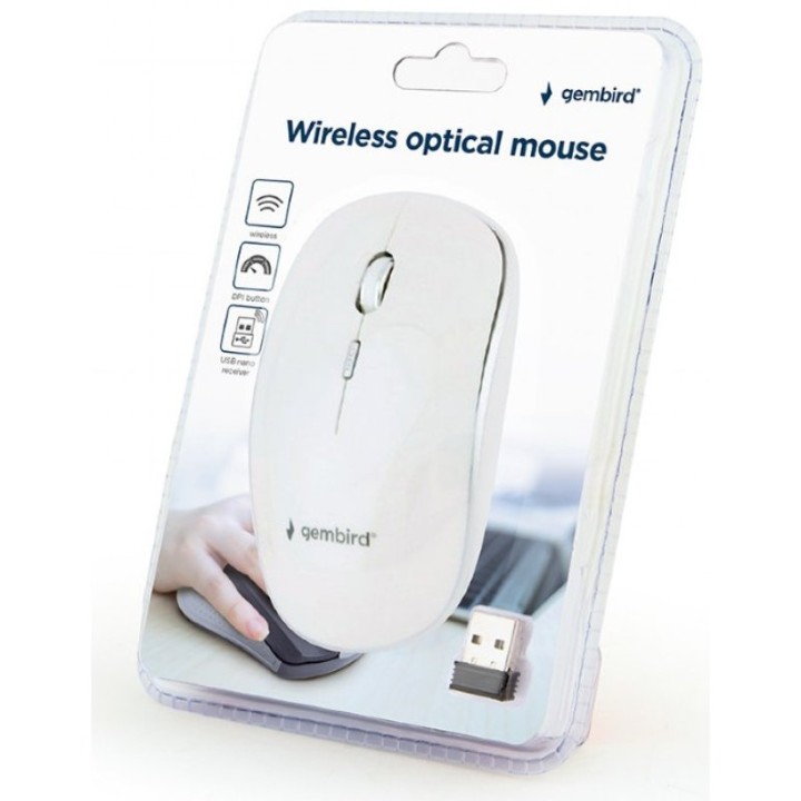Gembird MUSW-4B-01-W Ratón Óptico Inalámbrico 1600 DPI Blanco