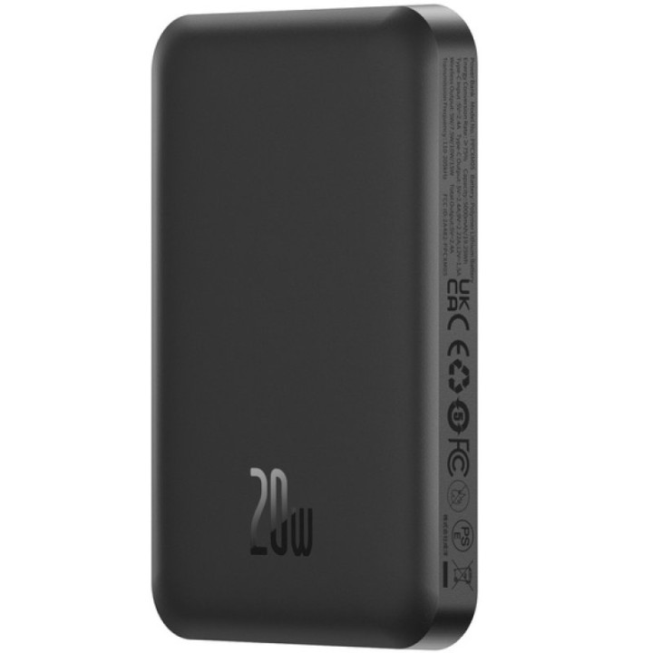 Baseus Powerbank 5000mAh con Carga Inalámbrica MagSafe 20W Negra + Cable USB-C a USB-C 30cm Negro