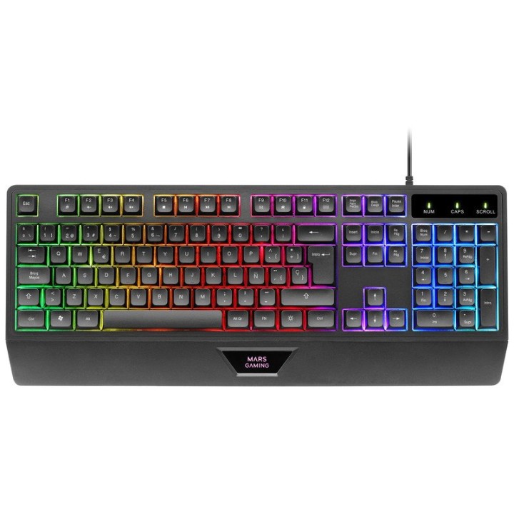 Mars Gaming MCP124 Combo 3 en1 Teclado LED RGB + Ratón RGB 3200 DPI + Alfombrilla, Español, Negro