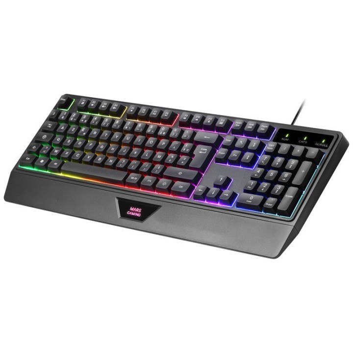 Mars Gaming MCP124 Combo 3 en1 Teclado LED RGB + Ratón RGB 3200 DPI + Alfombrilla, Español, Negro