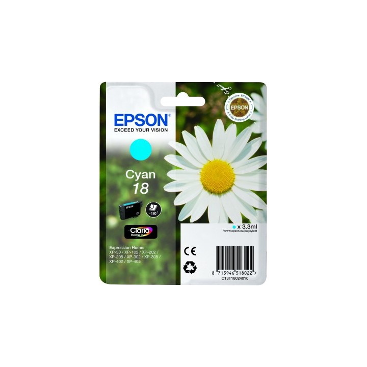 Tinta Epson 18 T1802 Cian 3.3ml 180 pág (C13T18024012)