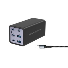 Cargador CONCEPTRONIC 200W USB-A/C Negro (OZUL06BE)