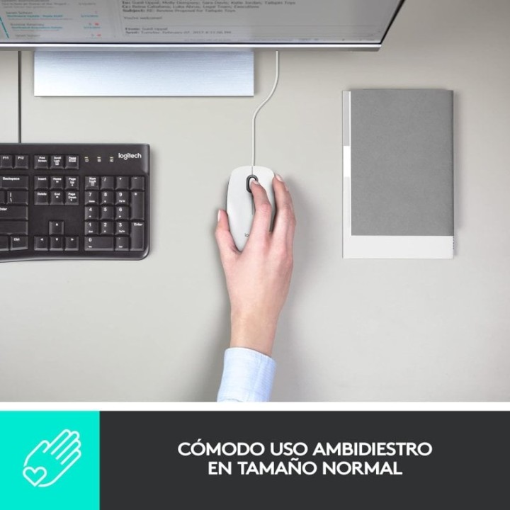 Logitech M100 Ratón Ambidiestro USB 1000 DPI Blanco