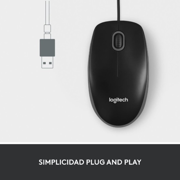 Logitech M100 Ratón Ambidiestro USB 1000 DPI Negro