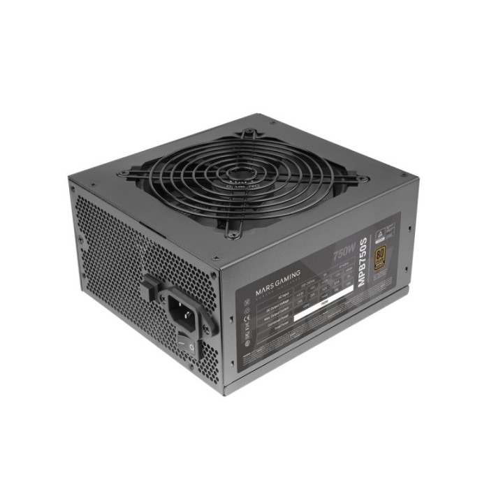 Mars Gaming MPB750S Fuente Alimentación ATX ARGB 750W 6 Años Garantía 80plus Bronze 230v 90% Negro