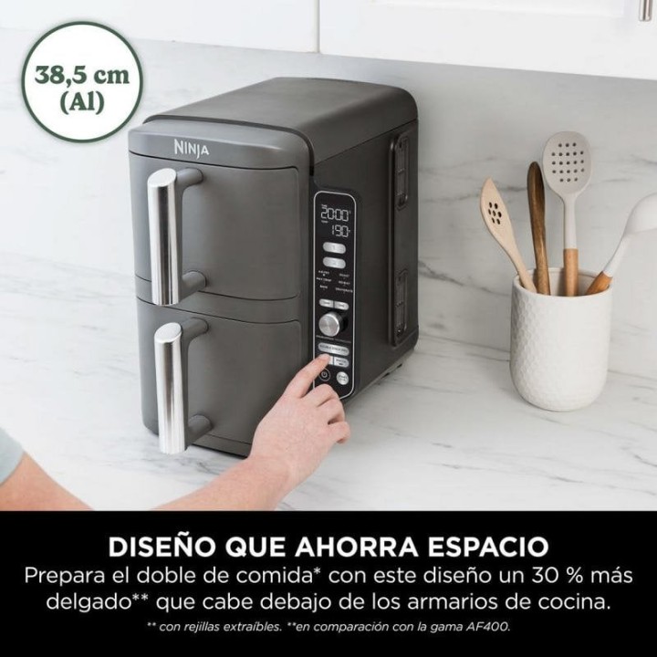 Ninja Double Stack XL Freidora de Aire Vertical con 2 Cajones Superpuestos 9.5L 2470W Gris